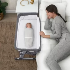 Simmons Kids' Dream Bedside Baby Bassinet Sleeper With Breathable Mesh And Adjustable Heights - Lightweight Portable Crib - Gray -Child Furniture Store GUEST bc237a79 6892 48df b0c4 657c36e40b2e