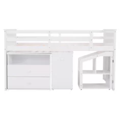 Twin Size Low Loft Bed With Storage Steps And Portable Desk-ModernLuxe -Child Furniture Store GUEST bc5aefe2 2a6f 43c4 b4b3 2602380ad6f3