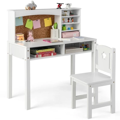 Costway Kids Desk And Chair Set Study Writing Workstation With Hutch & Bulletin Board 13 Costway Kids Desk And Chair Set Study Writing Workstation With Hutch & Bulletin Board - Image 11