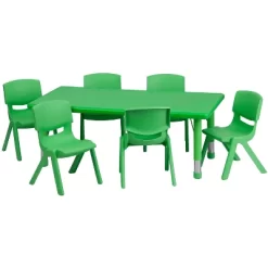 Flash Furniture 24"W X 48"L Rectangular Plastic Height Adjustable Activity Table Set With 6 Chairs -Child Furniture Store GUEST be0d274c 1eb8 4993 bcdd 2f0819ea2da9