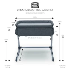 Simmons Kids' Dream Bedside Baby Bassinet Sleeper With Breathable Mesh And Adjustable Heights - Lightweight Portable Crib - Gray -Child Furniture Store GUEST c10b0cea 85b1 4a85 a54e 4d80afc2b4af