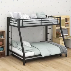 Costway Twin Over Full Metal Bunk Bed With Trundle Slats Support For Teens Adults Black 13 Costway Twin Over Full Metal Bunk Bed With Trundle Slats Support For Teens Adults Black -Child Furniture Store GUEST c14a39ab 4705 439b a2e3 0038a28debd3