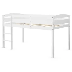 Costway Twin Low Loft Bunk Junior Bed Bedroom Wooden Guard Rail Ladder White/Espresso/Grey -Child Furniture Store GUEST c360a34c 2a7f 497c a111 b84db0fd8355