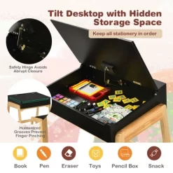 Costway Kids Table & Chair Set Wooden Activity Art Study Desk W/Storage Space -Child Furniture Store GUEST c6603581 62dd 4604 a059 589692b2cb49