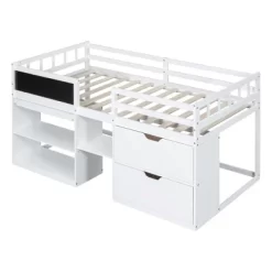 Twin Size Low Loft Bed With Rolling Desk, Shelves And Drawers - ModernLuxe -Child Furniture Store GUEST c6eaeb63 277d 4518 90fc 78c9ee3d5a14