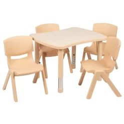 Emma And Oliver 21.875"W X 26.625"L Rectangular Plastic Height Adjustable Activity Table Set With 4 Chairs -Child Furniture Store GUEST c8079485 a1de 4e59 8363 3db8b69d61b1
