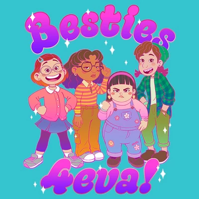 Girl's Turning Red Besties 4Eva! T-Shirt 3 Girl's Turning Red Besties 4Eva! T-Shirt