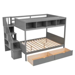 Twin Over Full Bunk Bed With Shelves, Storage Staircase And 2 Drawers - ModernLuxe 15 Twin Over Full Bunk Bed With Shelves, Storage Staircase And 2 Drawers - ModernLuxe -Child Furniture Store GUEST c9dd49f3 f556 4580 a931 2ab873802d7e