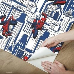 Spider-Man Cityscape Peel And Stick Wallpaper Red/Blue/Gray - RoomMates -Child Furniture Store GUEST ce53577d 8e5e 435a a38a f80fe6a10e0b