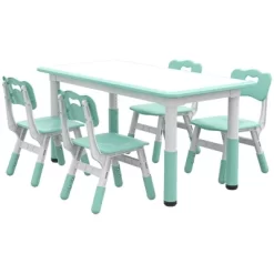 Qaba Kids Table And Chair Set With 4 Chairs, Adjustable Height, Easy To Clean Table Surface, For 1.5 - 5 Years Old 11 Qaba Kids Table And Chair Set With 4 Chairs, Adjustable Height, Easy To Clean Table Surface, For 1.5 - 5 Years Old -Child Furniture Store GUEST ce77aae1 c513 44f0 b087 0763280c0b4f