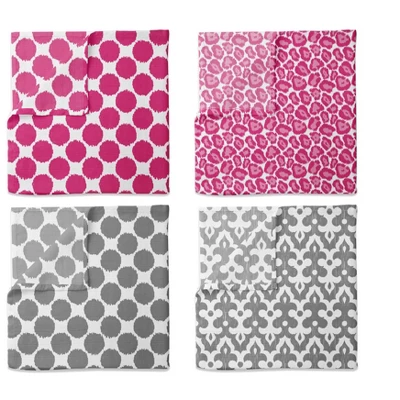 Bacati - Ikat Pink/Gray Swaddling Muslin Blankets Set Of 4 3 Bacati - Ikat Pink/Gray Swaddling Muslin Blankets Set Of 4