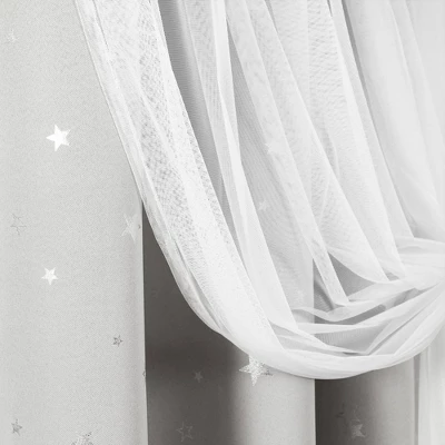 Star Sheer Insulated Grommet Blackout Window Curtain Panel Set - Lush Décor 7 Star Sheer Insulated Grommet Blackout Window Curtain Panel Set - Lush Décor - Image 5