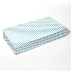 Bacati - Aqua Leaves Printed 100 Percent Cotton Universal Baby US Standard Crib Or Toddler Bed Fitted Sheet