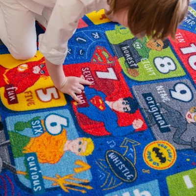 KC CUBS | Justice League Boys & Girls Kids Hopscotch Number Counting Educational Learning & Game Nursery Bedroom Classroom Rug Carpet, 2' 7" X 6' 0" 8 KC CUBS | Justice League Boys & Girls Kids Hopscotch Number Counting Educational Learning & Game Nursery Bedroom Classroom Rug Carpet, 2' 7" X 6' 0" - Image 6