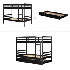Fakto Bunk Beds With Trundle Matte Black - South Shore -Child Furniture Store GUEST d28ffce3 763e 4f90 af9f dad293e34f4e