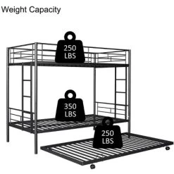 Twin Over Twin Metal Bunk Bed With Trundle Bed And Ladders-ModernLuxe -Child Furniture Store GUEST d658d814 5506 46cf 9a2a e62304b65d34