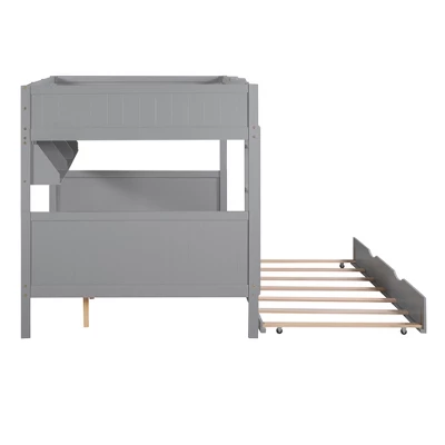 Separable Full-Over-Full Bunk Bed With Twin Size Trundle And Bookshelf - ModernLuxe 10 Separable Full-Over-Full Bunk Bed With Twin Size Trundle And Bookshelf - ModernLuxe - Image 8