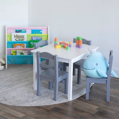 5pc Kids' Wood Table And Chair Set White/Gray - Humble Crew 7 5pc Kids' Wood Table And Chair Set White/Gray - Humble Crew - Image 5