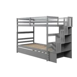 Twin Over Twin Bunk Bed With Trundle, Stairs And Storage Shelves-ModernLuxe -Child Furniture Store GUEST da55cb1f d590 4915 8444 b7d8413a4869