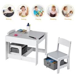 Costway Kids Table Chairs Set With Storage Boxes Blackboard Whiteboard Drawing GreyNature 18 Costway Kids Table Chairs Set With Storage Boxes Blackboard Whiteboard Drawing GreyNature -Child Furniture Store GUEST dbcda91c 63fa 4a81 a885 d86aa2526a17