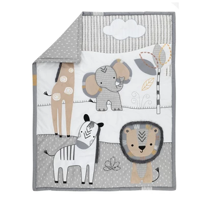 Lambs & Ivy Jungle Safari Gray/Tan/White Nursery 6-Piece Baby Crib Bedding Set 10 Lambs & Ivy Jungle Safari Gray/Tan/White Nursery 6-Piece Baby Crib Bedding Set - Image 8
