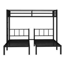 Twin Over Twin Metal Triple Bunk Bed With Ladder, Black-ModernLuxe -Child Furniture Store GUEST ddd1fef4 59b6 43bd a205 4167c40088e9