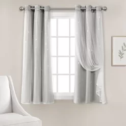 Star Sheer Insulated Grommet Blackout Window Curtain Panel Set - Lush Décor