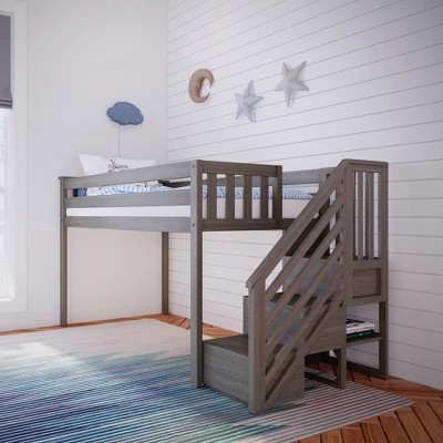 Max & Lily Twin Low Loft Bed With Staircase 3 Max & Lily Twin Low Loft Bed With Staircase