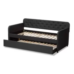 Twin Camelia Fabric Upholstered Button Tufted Sofa Daybed Gray - Baxton Studio -Child Furniture Store GUEST e07b6128 19dc 4b03 9e44 a3b725cecf05