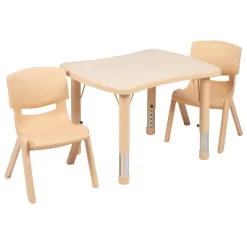 Flash Furniture 21.875"W X 26.625"L Rectangular Plastic Height Adjustable Activity Table Set With 2 Chairs -Child Furniture Store GUEST e1ffdc84 da79 49a4 a75d c76f0fd4b209