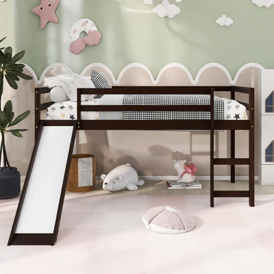 Twin Size Loft Bed With Slide - ModernLuxe 3 Twin Size Loft Bed With Slide - ModernLuxe