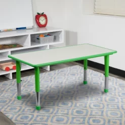 Emma And Oliver 23.625"W X 47.25"L Rectangular Plastic Height Adjustable Activity Table