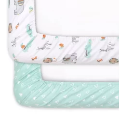 The Peanutshell Fitted Crib Sheets - Mint Safari - 2pk -Child Furniture Store GUEST e39de9e1 bb55 42e4 b38c a14003d5a57a