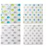 Bacati - Elephants Aqua/Lime/Gray Muslin Swaddling Blankets Set Of 4