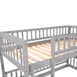 Twin Over Twin Wood Low Bunk Bed With Slide And Ladder-ModernLuxe 18 Twin Over Twin Wood Low Bunk Bed With Slide And Ladder-ModernLuxe -Child Furniture Store GUEST e4e90c83 54fb 4477 85d5 b5901b268531