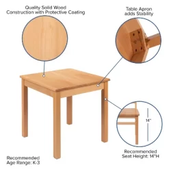 Flash Furniture Kids Natural Solid Wood Table And Chair Set For Classroom, Playroom, Kitchen -Child Furniture Store GUEST e5a73c9b d6bc 4c93 914c a3c34aa32636
