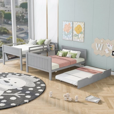 Separable Full-Over-Full Bunk Bed With Twin Size Trundle And Bookshelf - ModernLuxe 4 Separable Full-Over-Full Bunk Bed With Twin Size Trundle And Bookshelf - ModernLuxe - Image 2