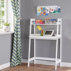 Kids' Desk With Ladder Shelf Storage And 2 Bonus Magnetic Art Display Bars White - RiverRidge Home -Child Furniture Store GUEST e76461f9 1050 4bd6 9ae5 4c8619ccf4d2