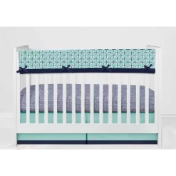 Bacati - Noah Mint Navy 10 Pc Crib Bedding Set With Long Rail Guard Cover -Child Furniture Store GUEST e7d43660 78e0 47f7 aa49 f102e2a20b8f
