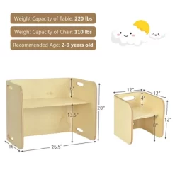 Costway 3 Piece Kids Wooden Table & Chair Set Children Multipurpose Homeschool Furniture -Child Furniture Store GUEST e7fbdc48 2208 4062 a208 c66ad3f52653