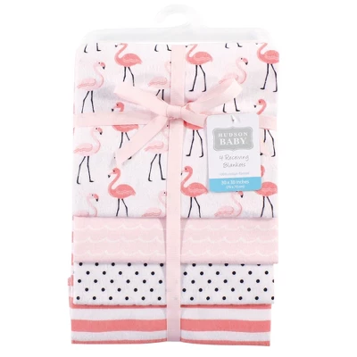 Hudson Baby Infant Girl Cotton Flannel Receiving Blankets, Flamingos, One Size 3 Hudson Baby Infant Girl Cotton Flannel Receiving Blankets, Flamingos, One Size