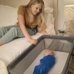 SwaddleMe Beginnings Bassinet Select - Compact Fold Multi-Position Baby Bassinet With Air Flow Mattress - Gray Tweed -Child Furniture Store GUEST ec599802 f6c9 444d 9849 11cbeb50b72d