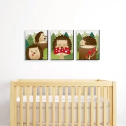 Big Dot Of Happiness Forest Hedgehogs - Woodland Nursery Wall Art And Kids Room Decor - 7.5 X 10 Inches - Set Of 3 Prints