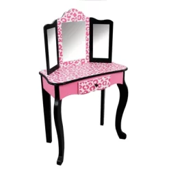 Fashion Leopard Prints Gisele Play Wooden Vanity Set Pink / Black - Teamson Kids -Child Furniture Store GUEST ed6443c6 0ae7 4f64 8d93 4da37504f1aa