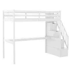 Twin Size Loft Bed With Staircase And Built-in Desk - ModernLuxe -Child Furniture Store GUEST ed673bdd 54c7 490a a7a2 709b1f4169b5