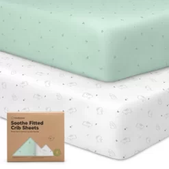 KeaBabies 2pk Soothe Fitted Crib Sheets Neutral, Organic Baby Crib Sheets, Fits Standard Nursery Baby Mattress -Child Furniture Store GUEST ee251787 cbcb 4aa7 bdd9 9ffe529aade8