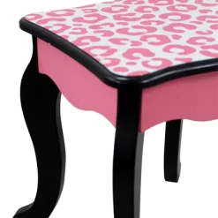 Fashion Leopard Prints Gisele Play Wooden Vanity Set Pink / Black - Teamson Kids -Child Furniture Store GUEST f050d564 4cd2 4618 9bbe dede3daf9263