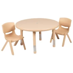 Flash Furniture 33" Round Plastic Height Adjustable Activity Table Set With 2 Chairs -Child Furniture Store GUEST f0585844 7f3c 489b a343 8c77ded8eae9 1