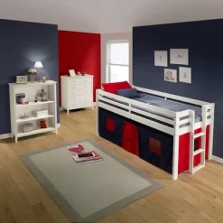 Twin Jasper Junior Loft Bed, White Frame And Playhouse Tent Blue/Red - Alaterre Furniture -Child Furniture Store GUEST f0b1ea93 474c 4402 8f07 d0033d29f8d4