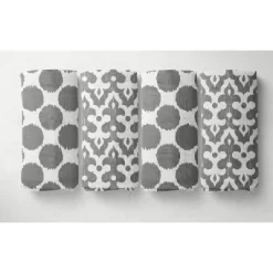 Bacati - Ikat Dots Damask White Grey Neutral 6 Pc Crib Set With 4 Muslin Swaddle Blankets -Child Furniture Store GUEST f13a0941 8534 4131 acd4 e17f4fa49aad
